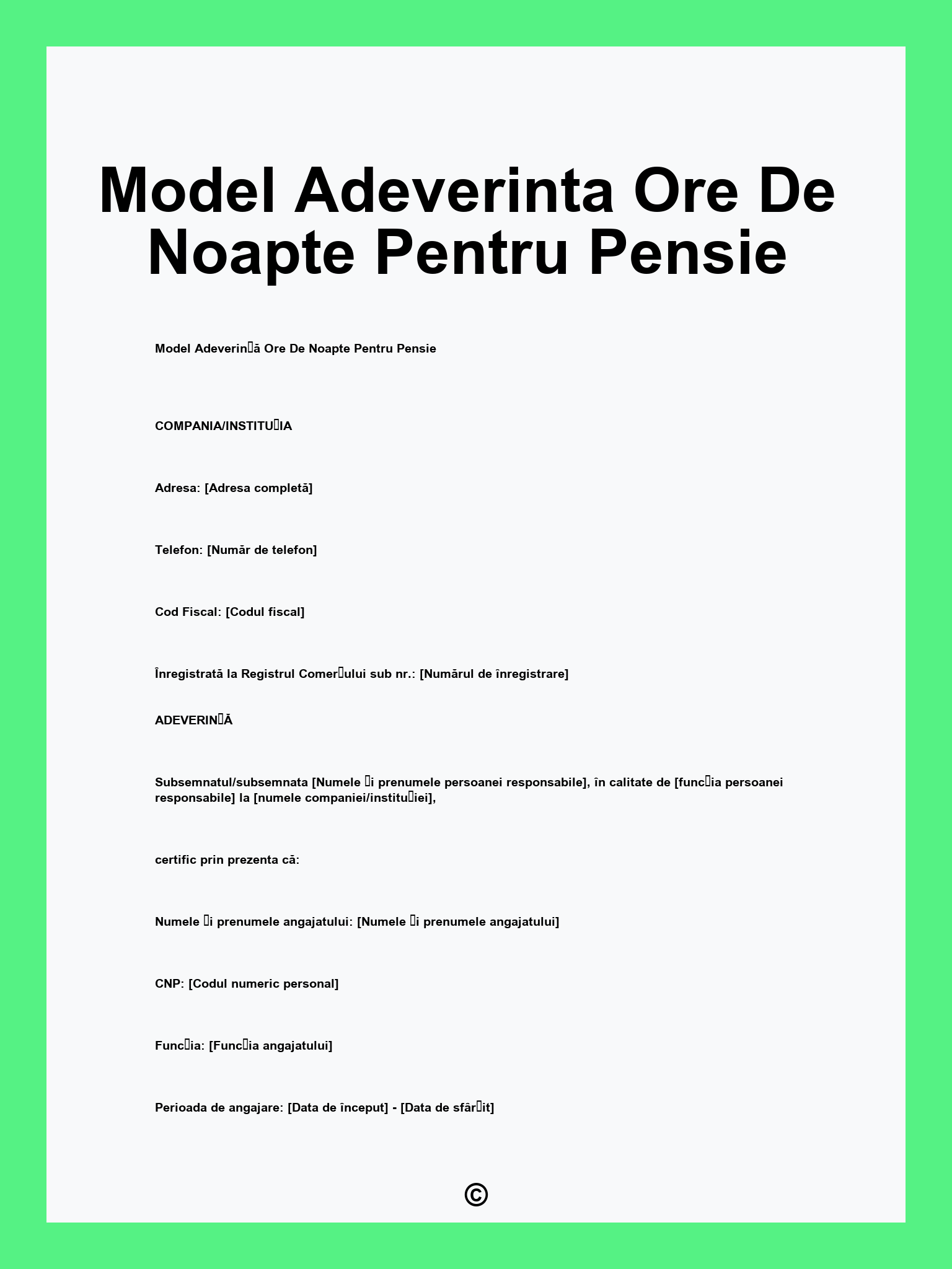 Model Adeverinta Ore De Noapte Pentru Pensie