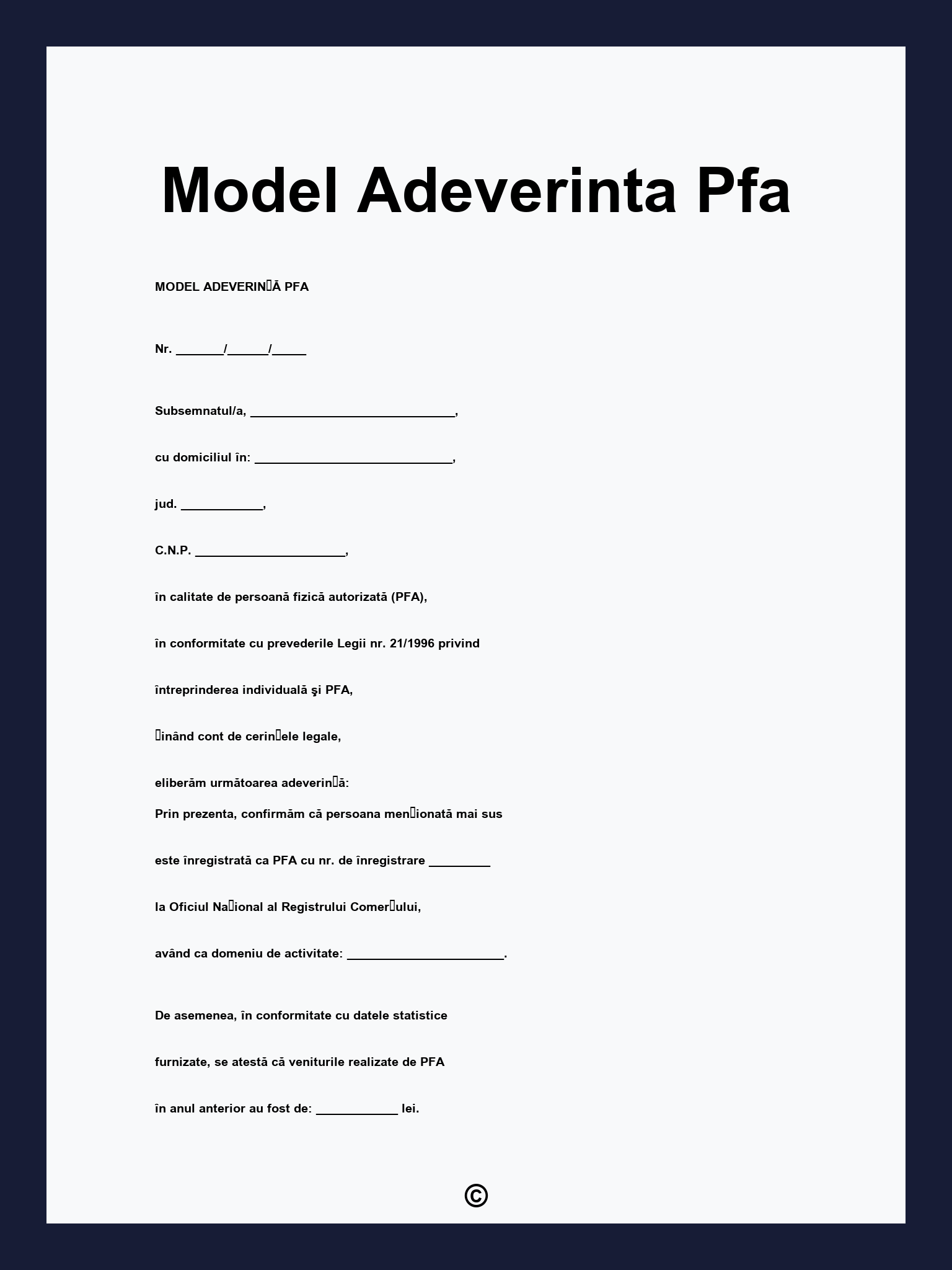 Model Adeverinta Pfa