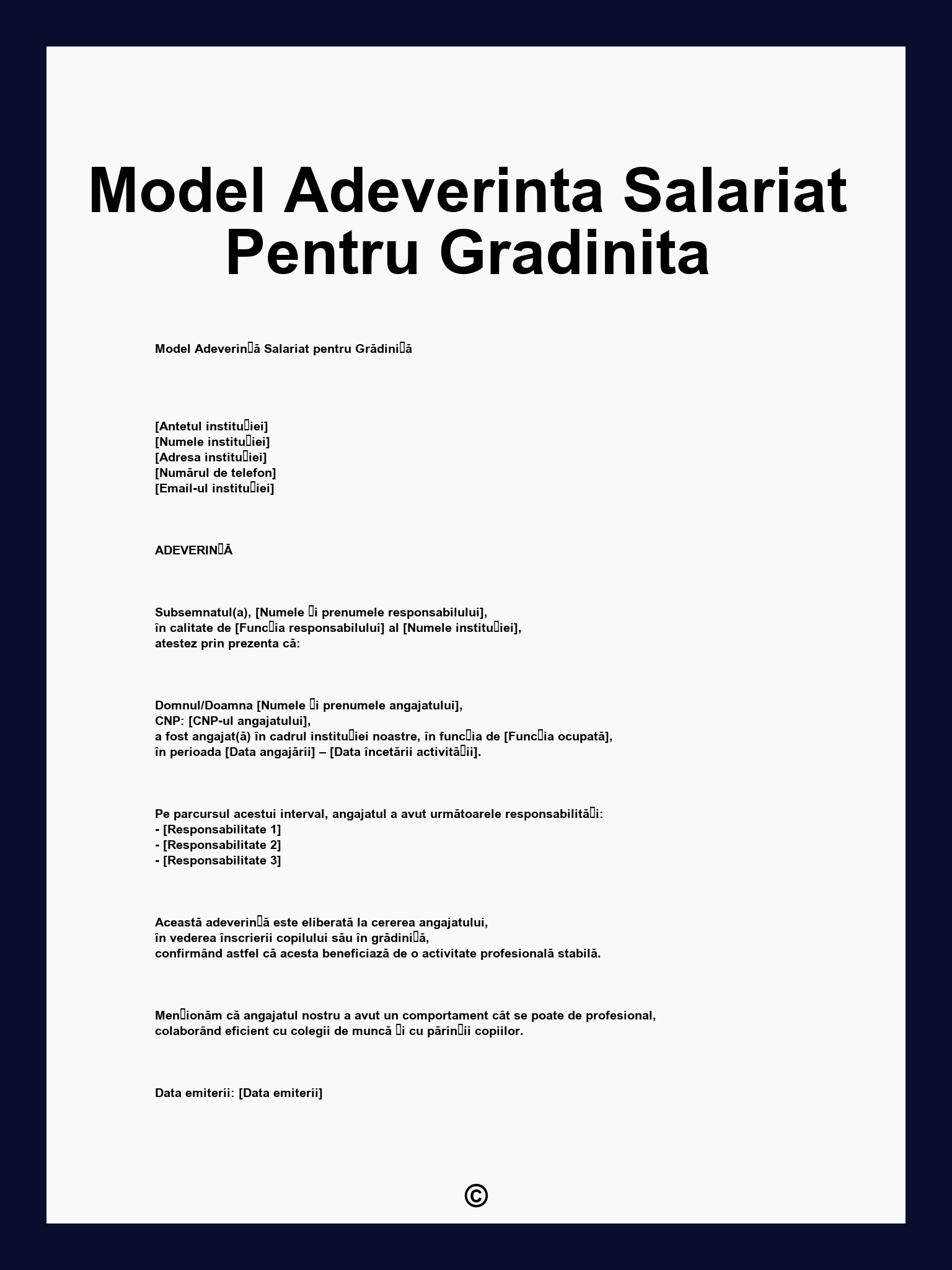 Model Adeverinta Salariat Pentru Gradinita