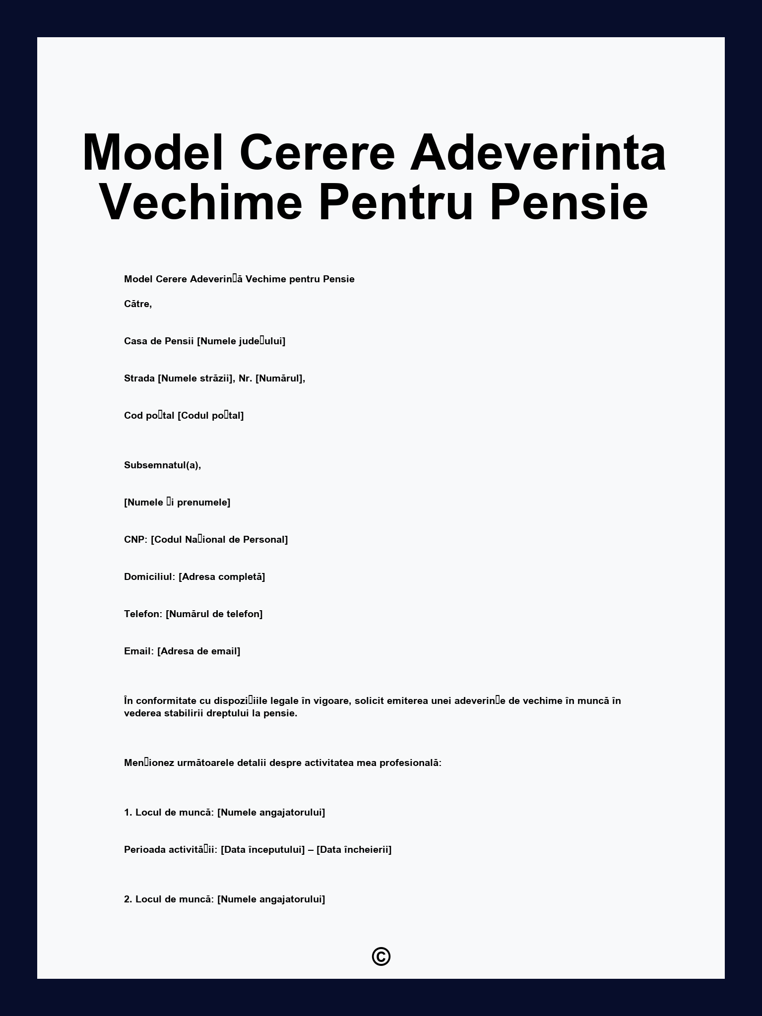 Model Cerere Adeverinta Vechime Pentru Pensie