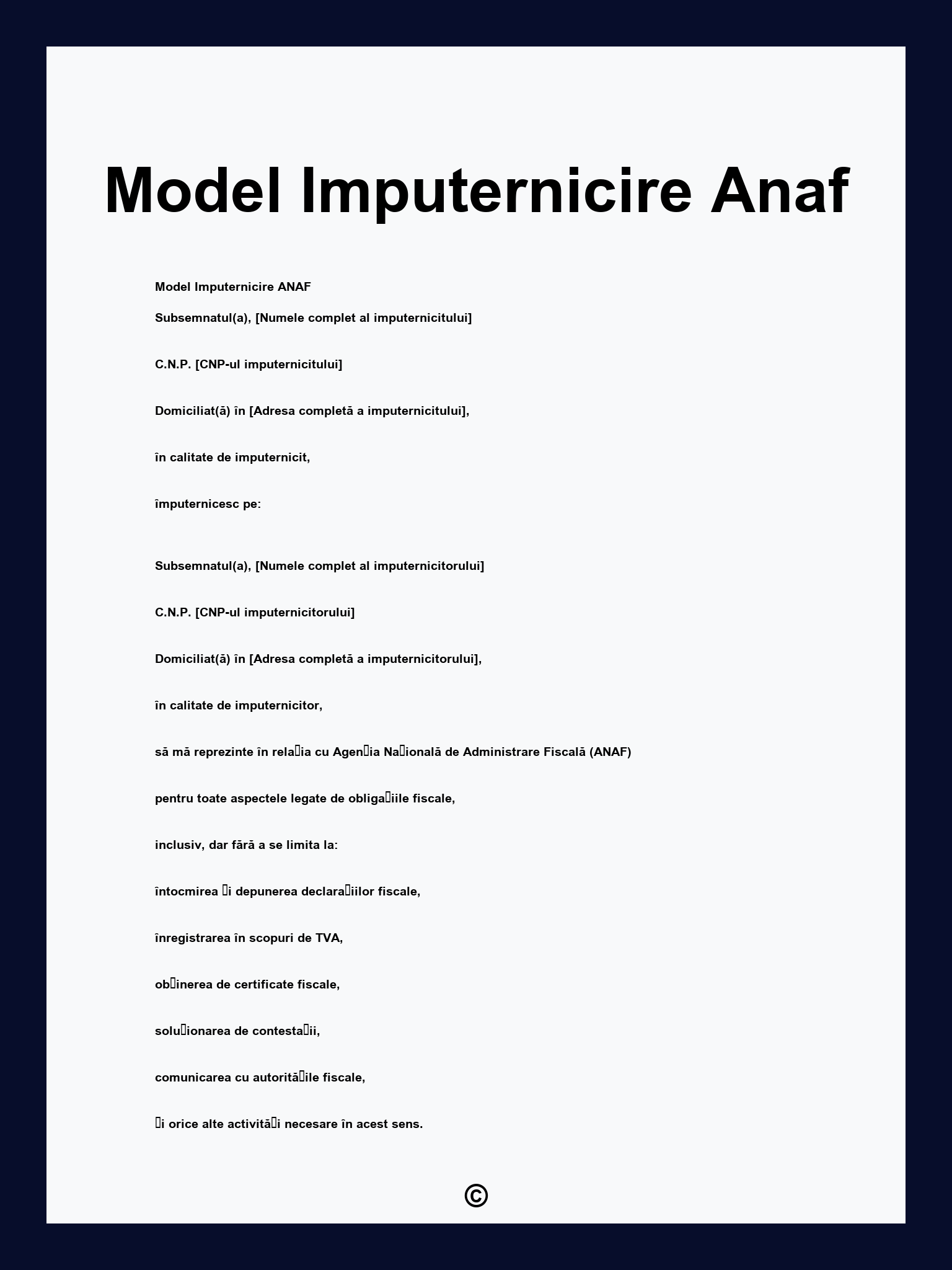 Model Imputernicire Anaf
