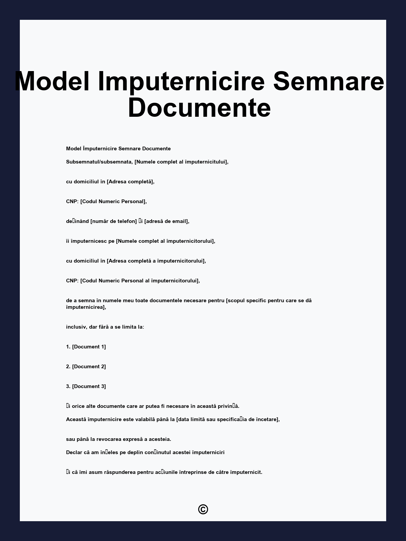 Model Imputernicire Semnare Documente